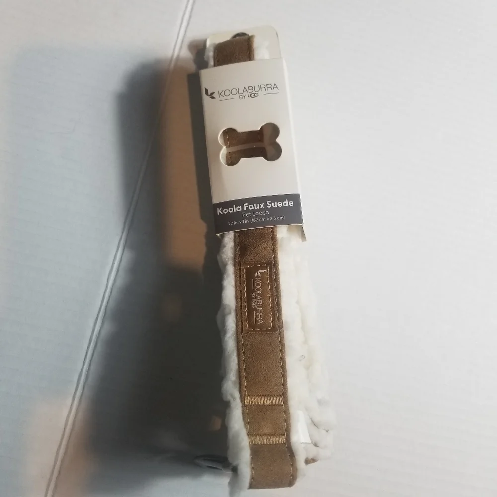 NWT KOOLABURRA BY UGG BROWN WITH WHITE SHERPA KOOLA FAUX SUEDE DOG LEASH